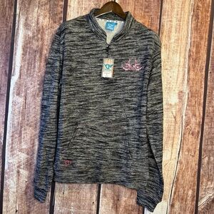 Gray Quarter-Zip embroidered Women's pullover
